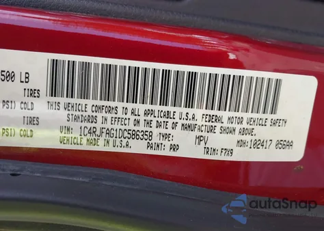 2013 Jeep Grand Cherokee Laredo из США, поврежденный, VIN 1C4RJFAG1DC586358